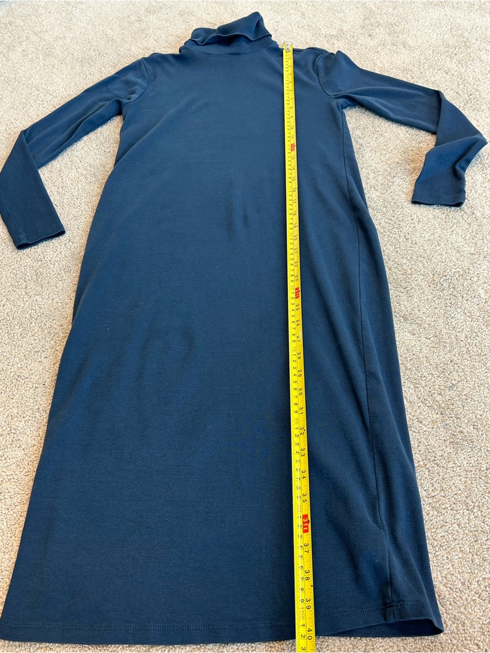 Joe Fresh Navy Blue Cotton Turtleneck Long Sleeve Midi Dress Size Small - Picture 6 of 11